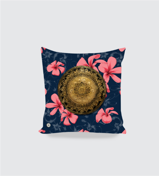 Gold and Red Flower Cushion Cover 16x16