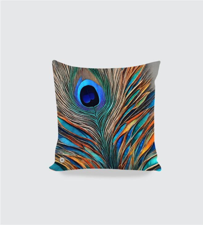 Peacock Feather Cushion Cover 16x16