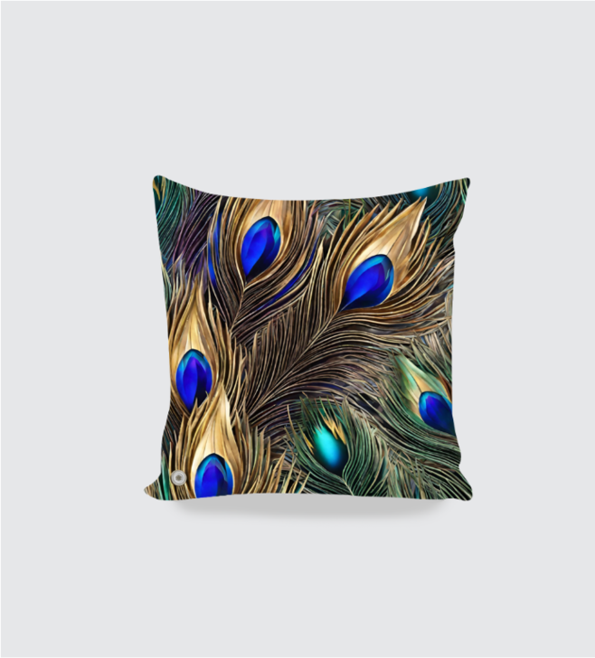 Peacock Feathers Cushion Cover 16x16