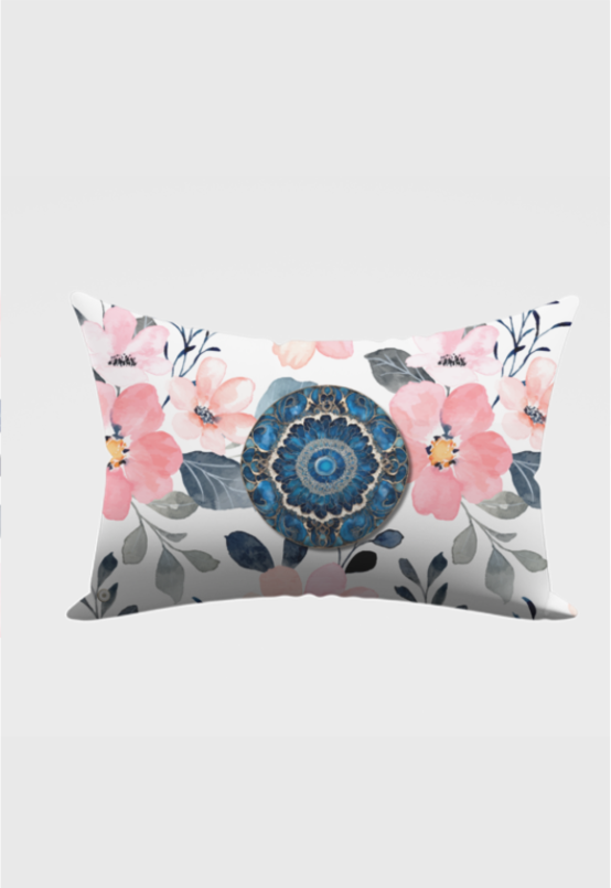 Blue and Pink Flower Pillow Cover 18x28