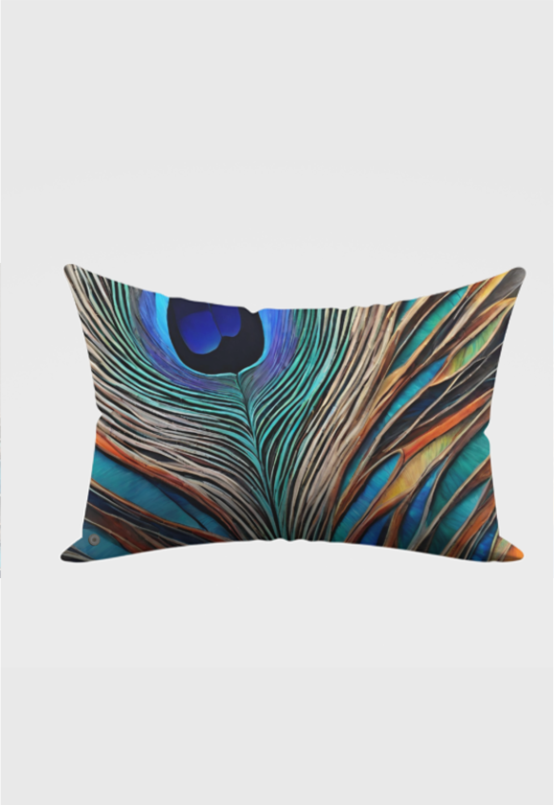 Peacock Feather Pillow Cover 18x28