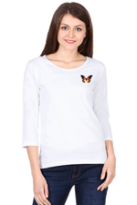 Butterfly White Women’s 3/4th Sleeve T-Shirt