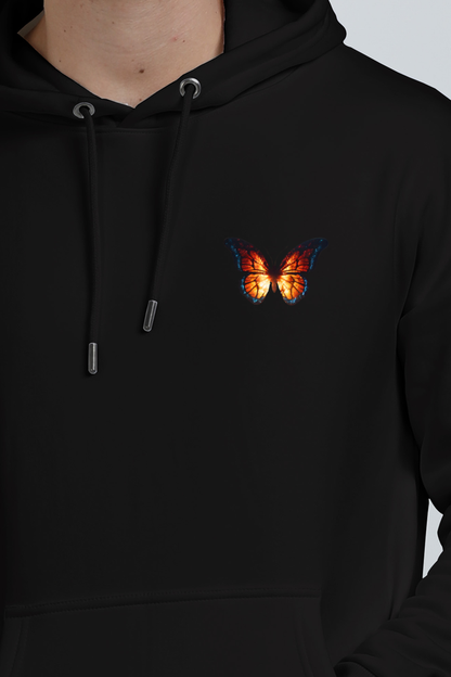 Fire Art Crystal Blue Butterfly Unisex Black Oversized Hoodie