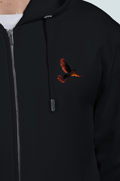 Blazing Bird Unisex Black Zip Hoodie