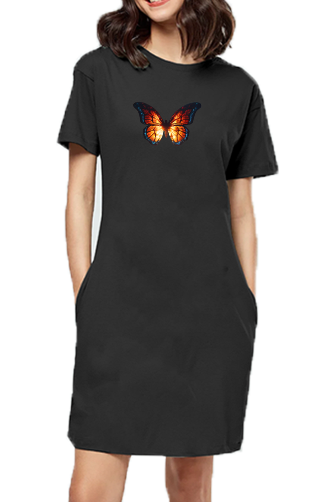 Butterfly Black Women's T-Shirt Dress