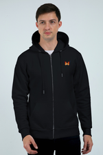 Blue Fire Butterfly Black Zip Hoodie