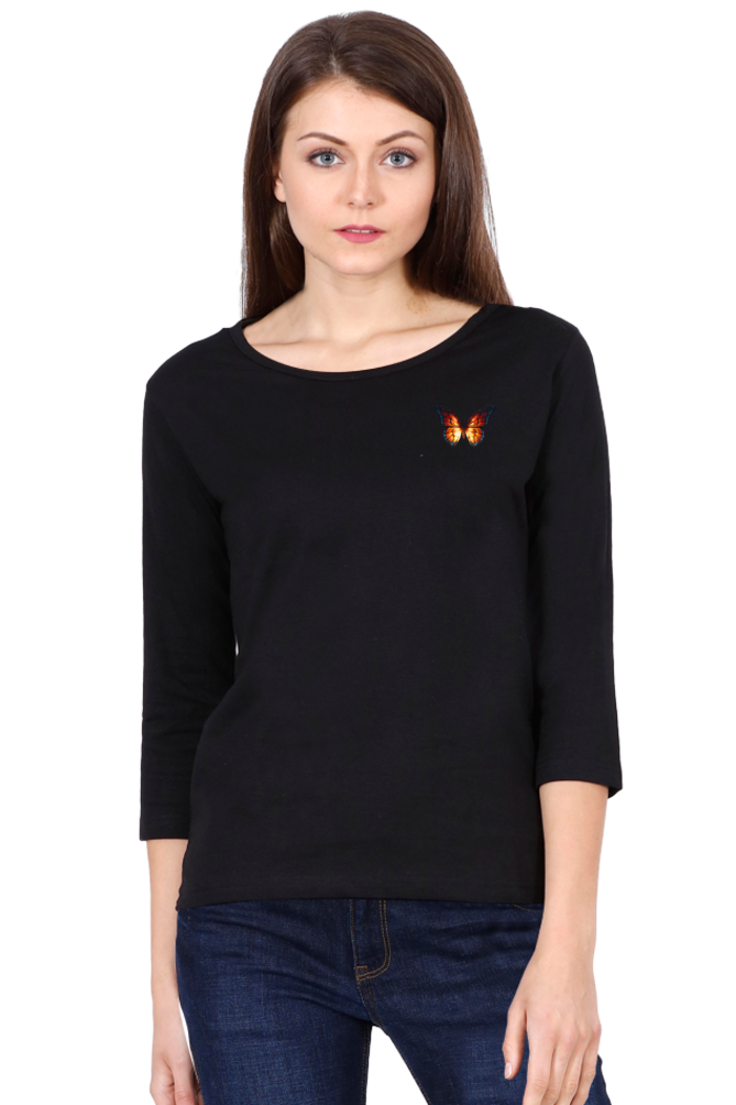 Butterfly Black Women’s 3/4th Sleeve T-Shirt