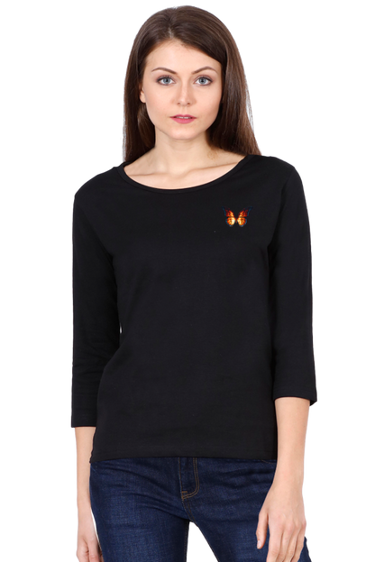 Butterfly Black Women’s 3/4th Sleeve T-Shirt