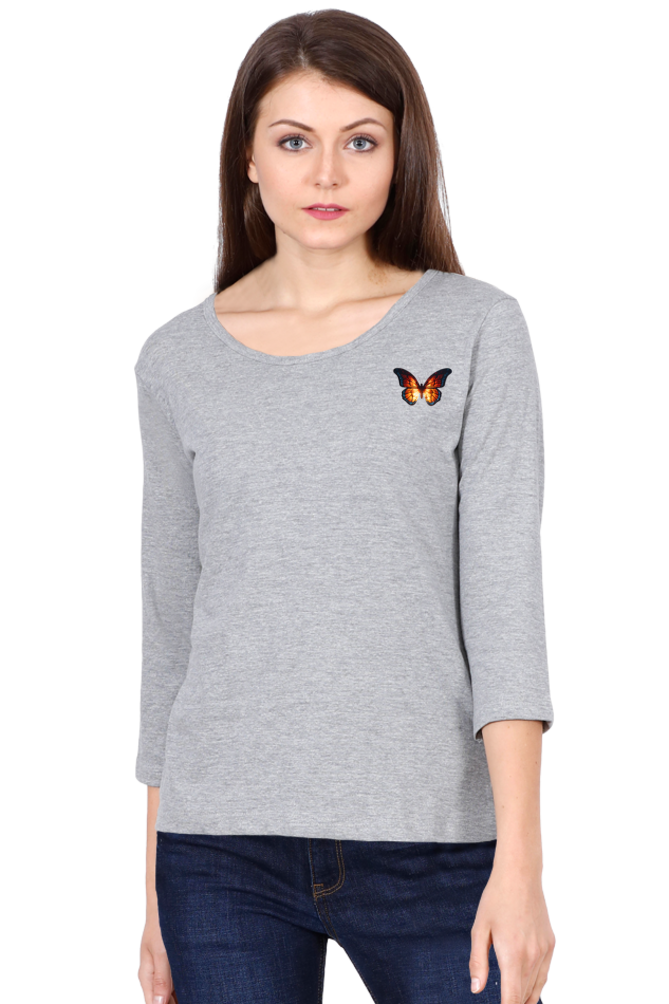 Butterfly Grey Women’s 3/4th Sleeve T-Shirt