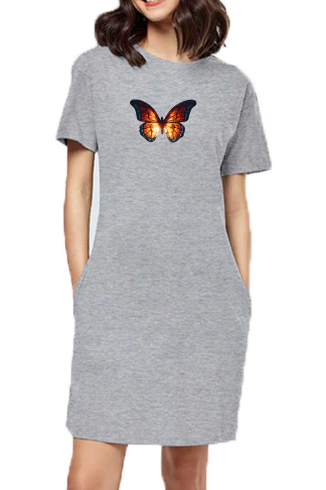 Butterfly Grey Women's T-Shirt Dress
