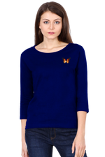 Fire Art Butterfly Royal Blue Women’s 3/4th Sleeve T-Shirt
